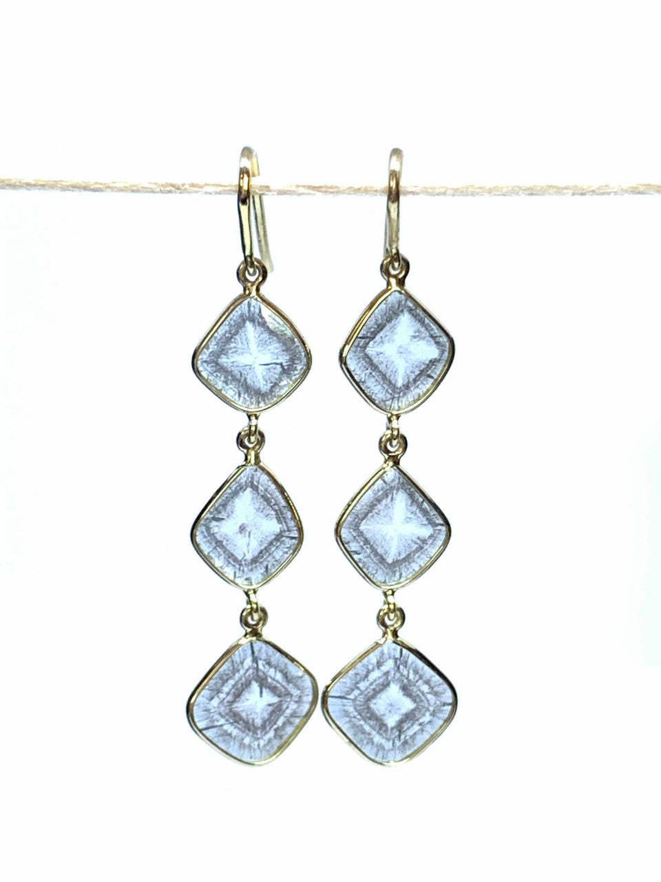 18K Gold Diamond Slice Earrings