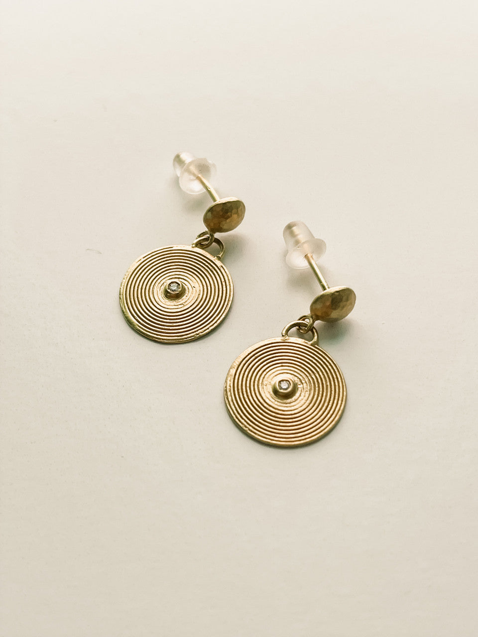 24K GOLD VERMEIL EARRING WITH DIA AND SILVER