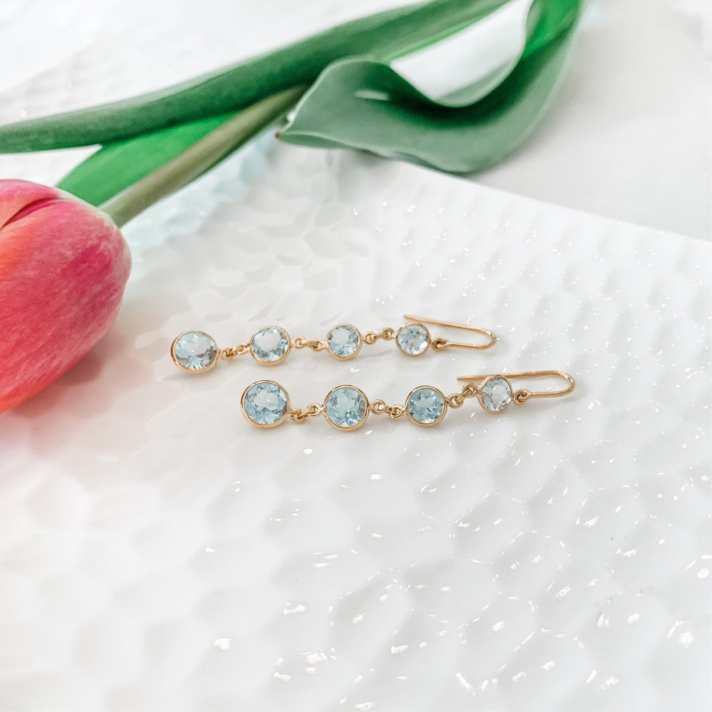 18K Aquamarine Drop Earrings