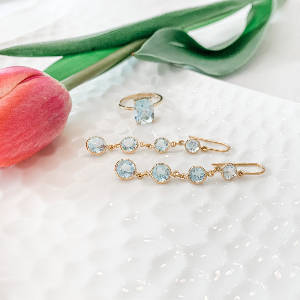 18K AQUAMARINE DROP EARRINGS